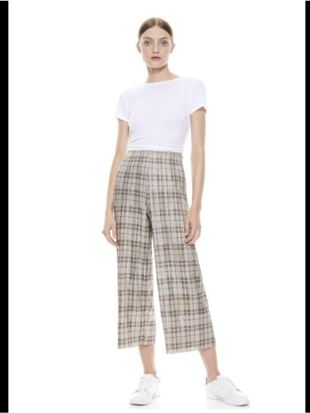Alice + Olivia Cropped wide leg Plaid Pants 2